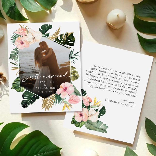 just married | Tropical Wedding Photo Announcement (Creator Uploaded)