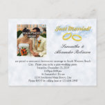 Just Married, Two Gold Bands/Clouds Announcement Postcard
