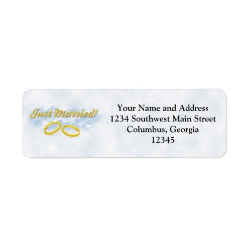 Just Married Two Gold BandsClouds Label