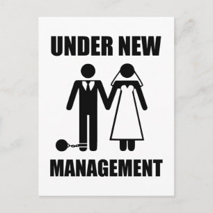 Just Married, Under New Management Announcement Postcard