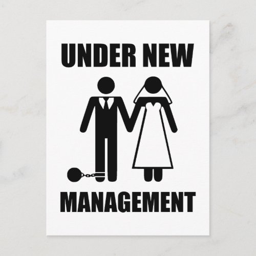 Just Married Under New Management Announcement Postcard