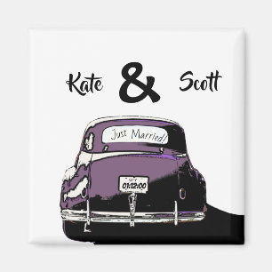 Just Married, Vintage Car add details Magnet