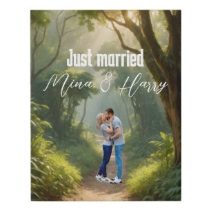 Just married Vintage retro Create Your Own Faux Canvas Print