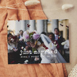 Just married Vintage typewriter wedding photo Postcard<br><div class="desc">You decided to elope? You want to announce that you just got married? Share the news of your marriage with this lovely wedding photo card,  fully customizable font and colors.</div>
