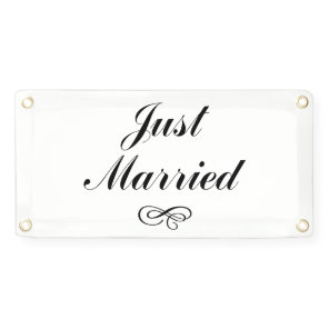 Just Married Vintage Wedding Car Sign Banner