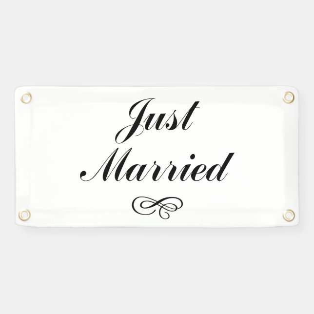 Just Married Vintage Wedding Car Sign Banner (Horizontal)