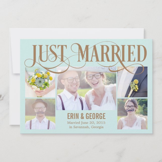 Just Married Wedding Announcement - Blue (Front)
