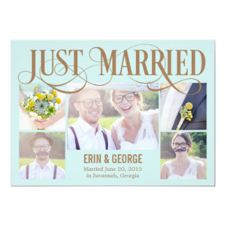 Just Married Wedding Announcement - Blue