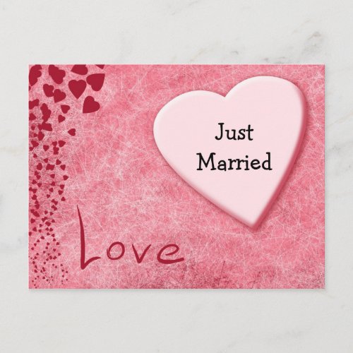 Just Married Wedding Announcement Love Postcard