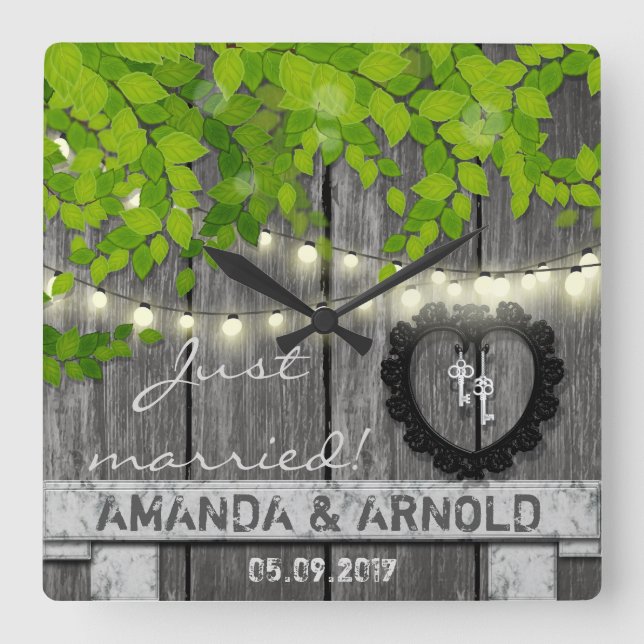 Just Married Wedding Announcement Wall Clock (Front)