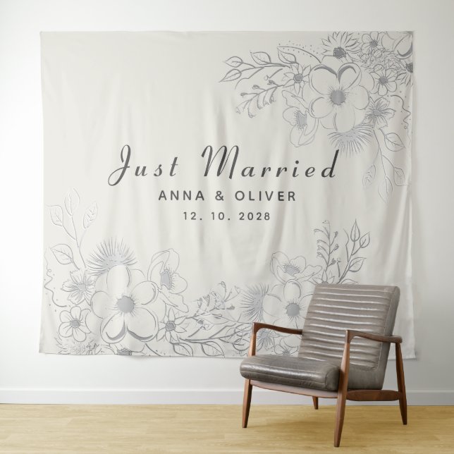 Just Married Wedding Backdrop (In Situ (Horizontal))