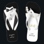 Just Married wedding Bride & Groom Flip Flops<br><div class="desc">Just Married Bride & Groom wedding Flip Flops</div>