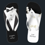Just Married wedding Bride & Groom Flip Flops<br><div class="desc">Just Married Bride & Groom wedding Flip Flops</div>