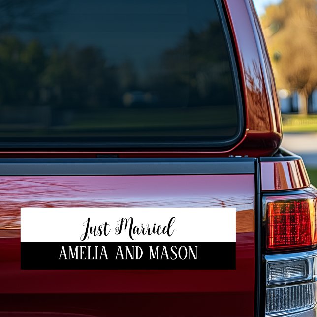 Just Married Wedding Car Magnet (Just Married Custom Bride and Groom Wedding Car Magnet)