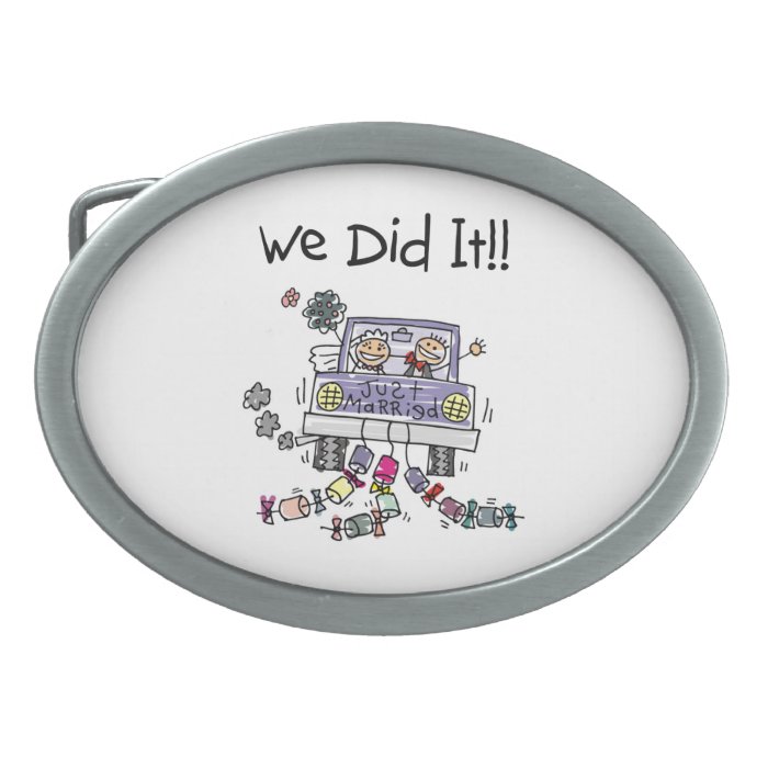 Just Married Wedding Car Oval Belt Buckles