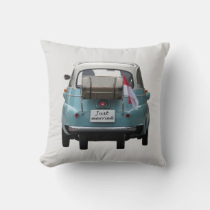 JUST MARRIED WEDDING CAR THROW PILLOWS