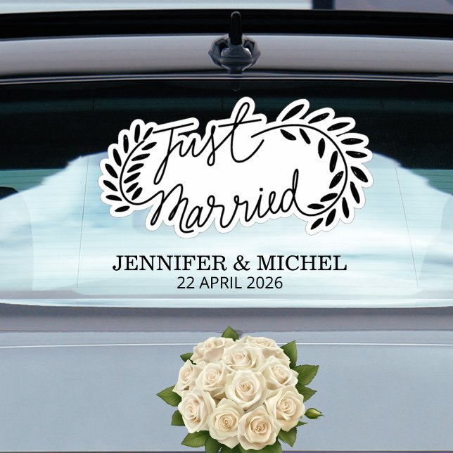 Just Married Wedding Car Window Cling with Hearts (Creator Uploaded)