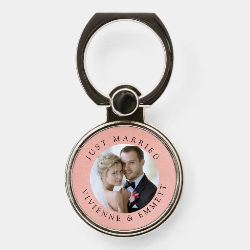 Just Married Wedding Couple Photo Names Phone Ring Stand