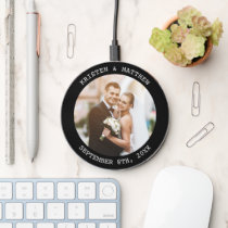 Just Married Wedding Couple Photo  Wireless Charger