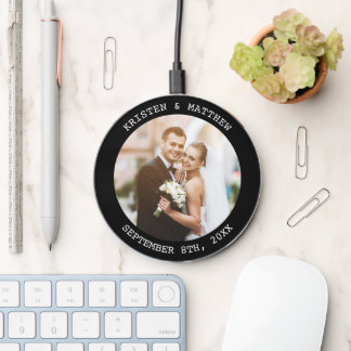 Just Married Wedding Couple Photo  Wireless Charger