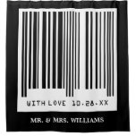 Just Married Wedding Date Funny Creative Barcode Shower Curtain at Zazzle