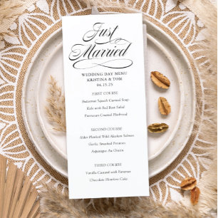 Just Married Wedding Day Menu