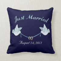 Just Married Wedding Doves Throw Pillow