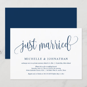 Just Married, Wedding Elopement Party Celebration Invitation