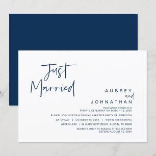 Just Married, Wedding Elopement Party Invitation