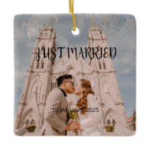 Just Married Wedding Favor Ornament Gift Photo