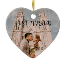 Just Married Wedding Favor Ornament Gift Photo