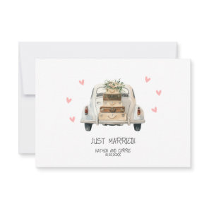 Just Married Wedding Flat Thank You Card