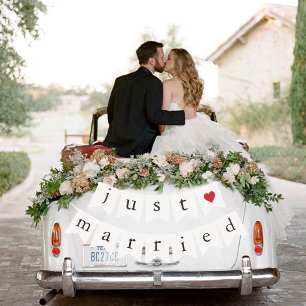 Just Married Wedding Getaway Car  Bunting Flags