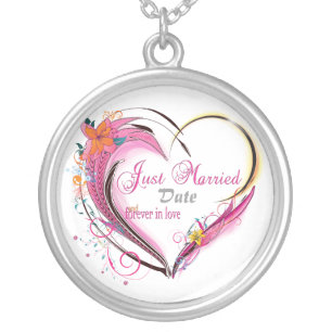 Just Married Wedding Heart Necklace