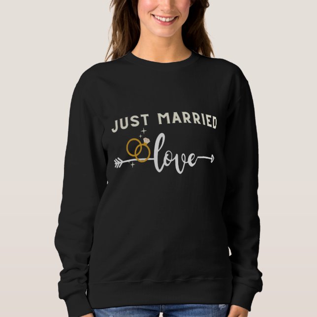 Just Married Wedding  Newlywed Bride And Groom Cou Sweatshirt (Front)
