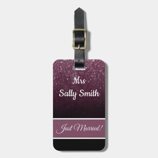 Just Married Wedding Personnalised Luggage Tag (Front Vertical)