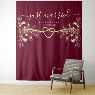 Just Married Wedding Photo Booth Backdrop