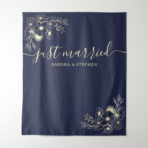 Just Married Wedding Photo Prop Tapestry