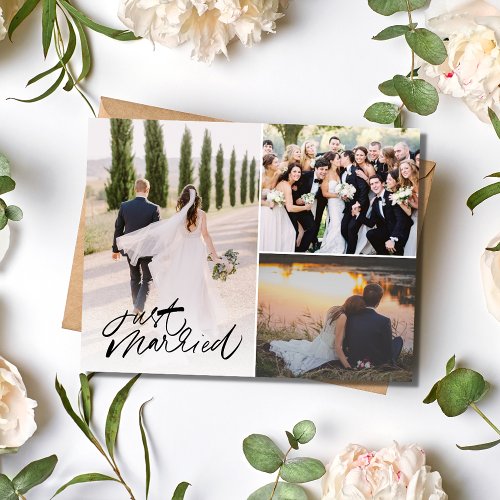 Just Married Wedding Photo Thank You Postcard