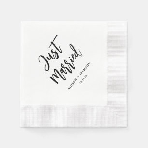 Just Married Wedding Reception Bar  Napkins