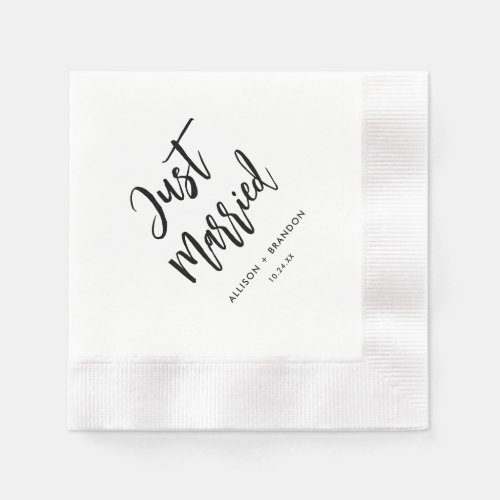 Just Married Wedding Reception Bar  Napkins