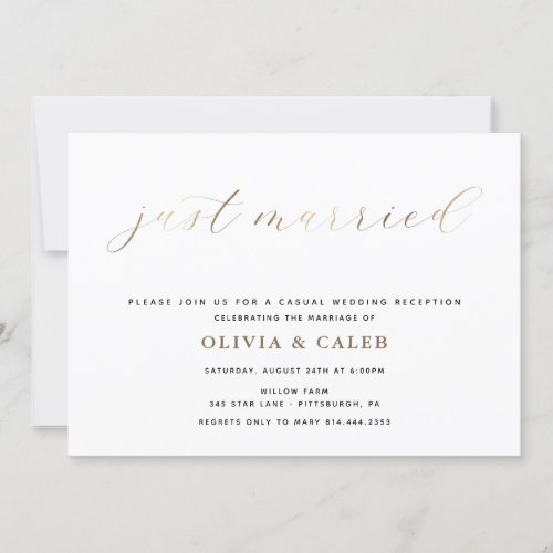 Just Married Wedding Reception invitation