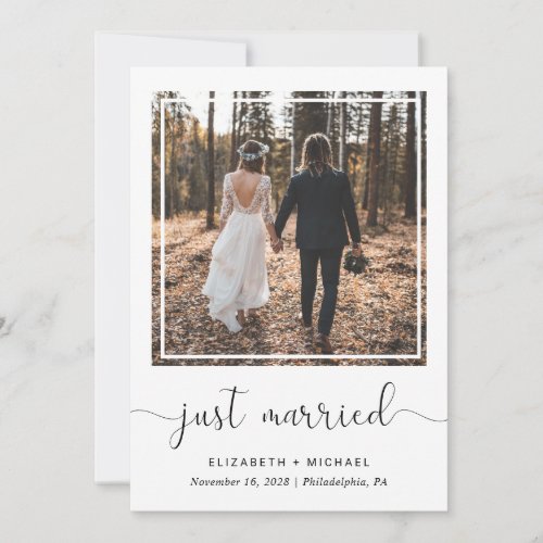 Just Married Wedding Reception Photo Announcement