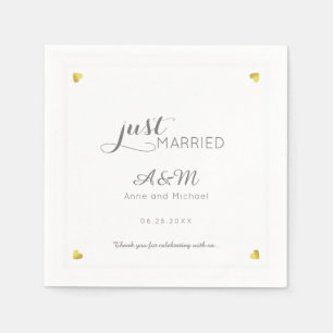 just married . wedding reception standard cocktail napkins