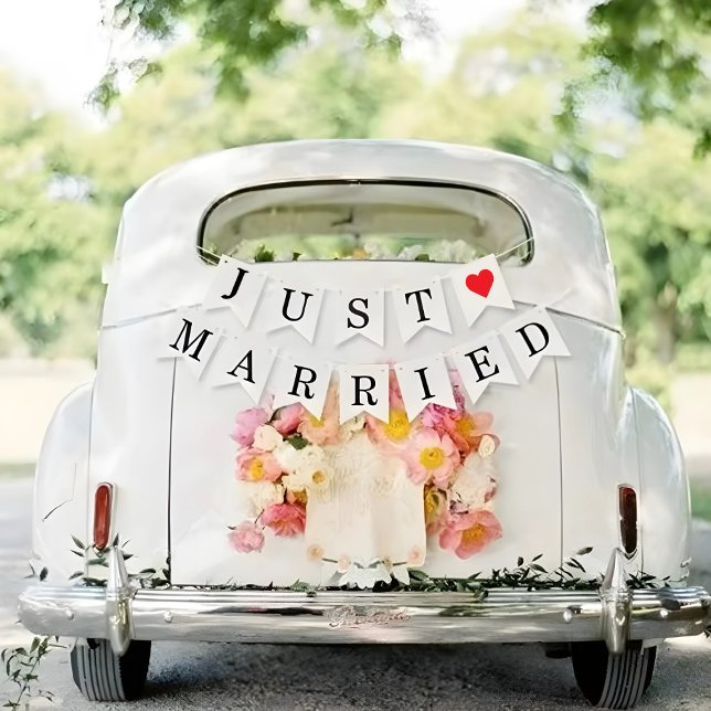 Just Married Wedding Send-Off Car Decorations  Bunting Flags (Just Married Wedding Send-Off Car Decorations Bunting Flags)