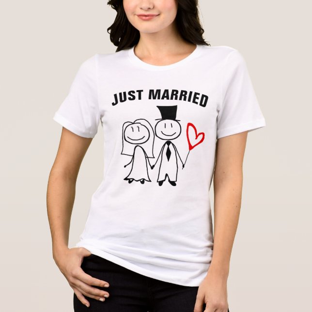 JUST MARRIED WEDDING T-SHIRT Tri-Blend SHIRT (Front)