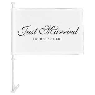 Just Married Wedding Text Fabric Car Banner Sign Flag