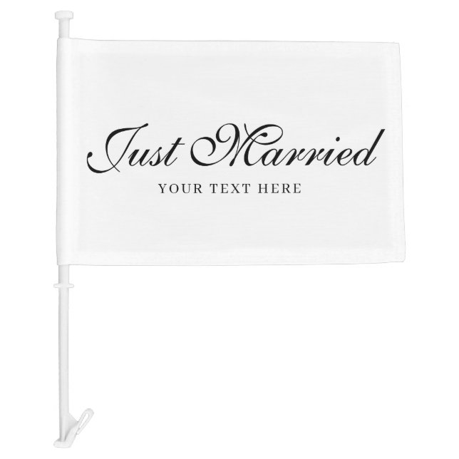 Just Married Wedding Text Fabric Car Banner Sign Flag (Front)