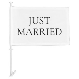 Just Married Wedding Text Fabric Car Banner Sign Flag