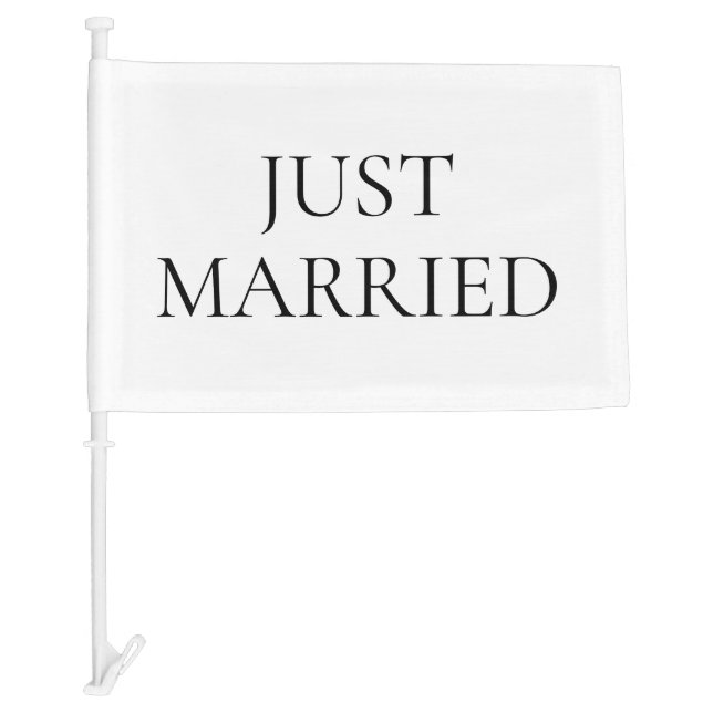Just Married Wedding Text Fabric Car Banner Sign Flag (Front)